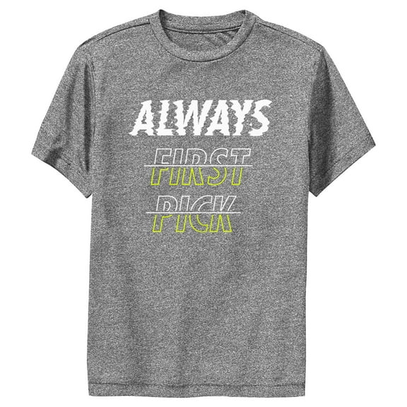 Boy's Lost Gods Always First Pick Performance Graphic Tee Charcoal Heather Medium