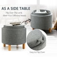 thumbnail image 6 of Gymax Round Storage Ottoman w/Tray Top Accent Padded Footrest w/Wood Legs Grey, 6 of 10