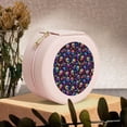 thumbnail image 6 of Yiaed rainbow color Skull mushroom Print Travel Jewelry Case Bridesmaid Gift Boxes Jewelry Travel Organizer Small Round Jewelry Box Mini Storage-Pink, 6 of 7