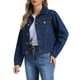 thumbnail image 4 of Chaqueta de mezclilla INSPIRE CHIC para mujer, casual, con cuello, de manga larga, abotonada XL azul profundo, 4 of 6
