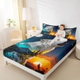 thumbnail image 4 of Homewish 3D Wolf Animal Twin Sheet Sets, Mystic Galaxy Constellation Twin Fitted Sheet, Magic Wildlife Flat Sheet, Microfiber Bedroom Decor, 3-Piece, 4 of 7