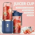 thumbnail image 2 of 1set-New portable juicer with 2 cups, USB rechargeable mini blender, fresh juicer cup, personal sized smoothie blender (blue), 2 of 7