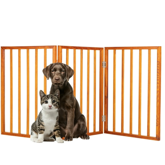 PETMAKER 3-Panel Indoor Foldable Pet Gate for Stairs or Doorways (Mahogany)
