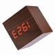 thumbnail image 4 of Reloj despertador digital electrónico de madera de 6 x 6 x 6 cm, con pantalla LED y control de voz, color marrón, 4 of 14