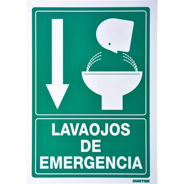 Letrero Lava Ojos De Emergencia Proteccion Civil 1 Pz Surtek SES7