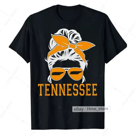 Hot Trending T-Shirt With Tennessee State Tn Orange Women Messy Bun T-Shirt Tennessee City Sport Tee