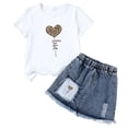 thumbnail image 4 of Povozer Toddler Baby Girl Outfits Solid Summer Clothes Girls Comfortable Fashionable Set Cute Cartoon Printed Short Sleeve Top Skirt 2pcs Set,Size 4-5 Years,A, 4 of 4