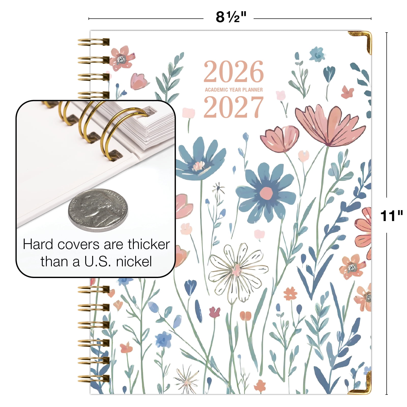 Excello Brands Hardcover AY 2026-2027 Fashion Planner - 8.5"x11" (Colorful Botanicals)