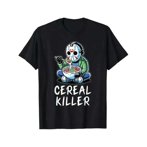 Men'S Humorous Horror-Themed Cereal Mashup Graphic T-Shirt HALLWEEN SHIRT
