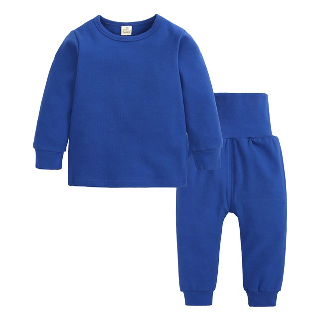 WEIYLL Ensembles pour Garçons Manches Longues en Polaire Chaude Chandail Taille Haute Automne Hiver Pyjamas Bleus 2-3 Ans