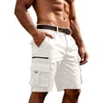 thumbnail image 2 of Men's Cargo Shorts Quick Dry Lightweight Knee Length Bermuda Shorts with Pockets Elastic Waist Work Hiking Short White S, 2 of 5