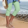 thumbnail image 4 of vigerkar Womens High Waist Basic Solid Cotton Soft Breathable Tummy Control Seamless Yoga PantsCapri Leggings Green, XL, 4 of 8