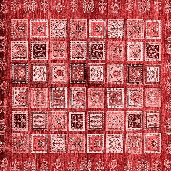 Ahgly Company Machine Washable Indoor Square Abstract Red Modern Area Rugs, 7' Square