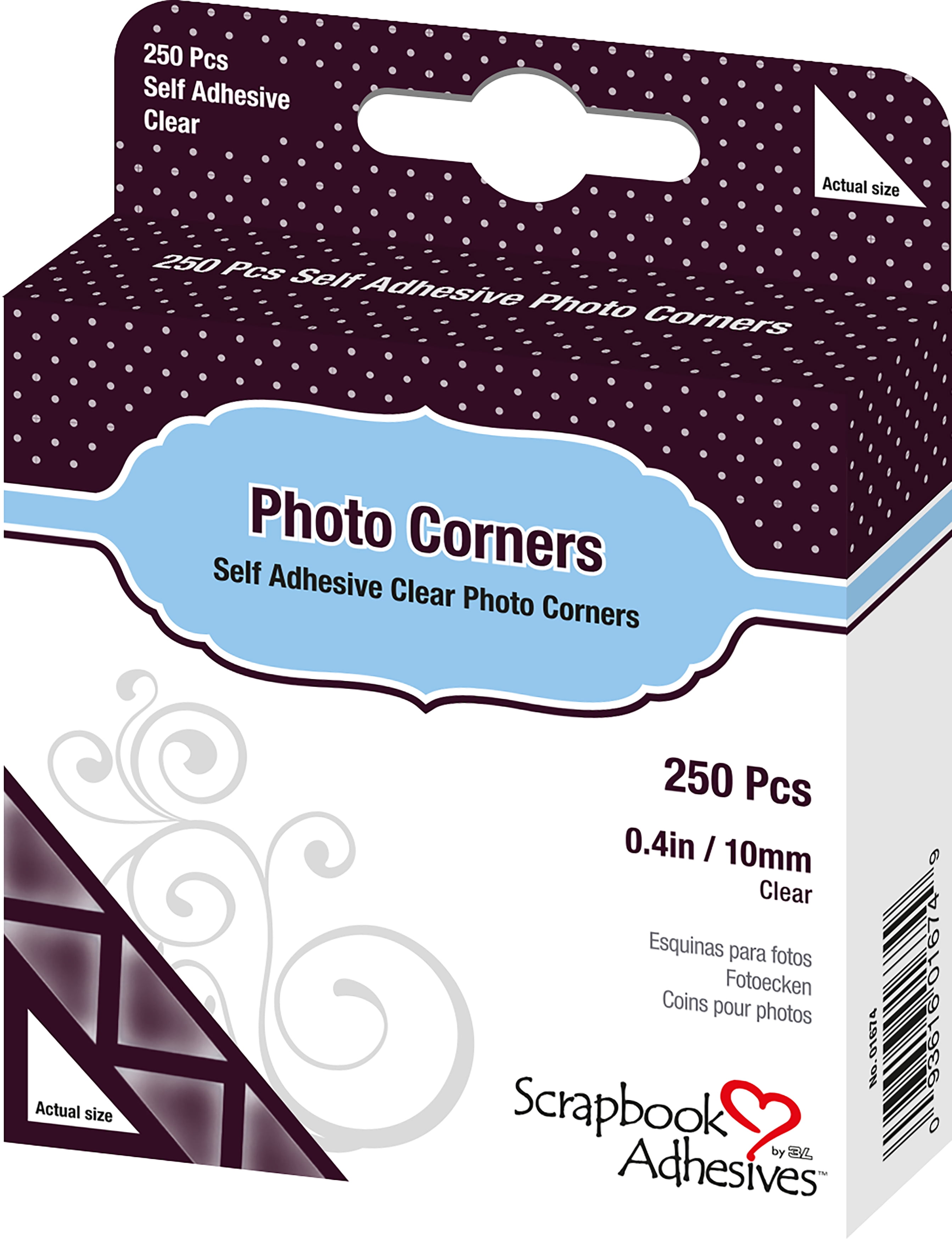 Scrapbook Adhesives Photo Corners SelfAdhesive .375" 250/PkClear