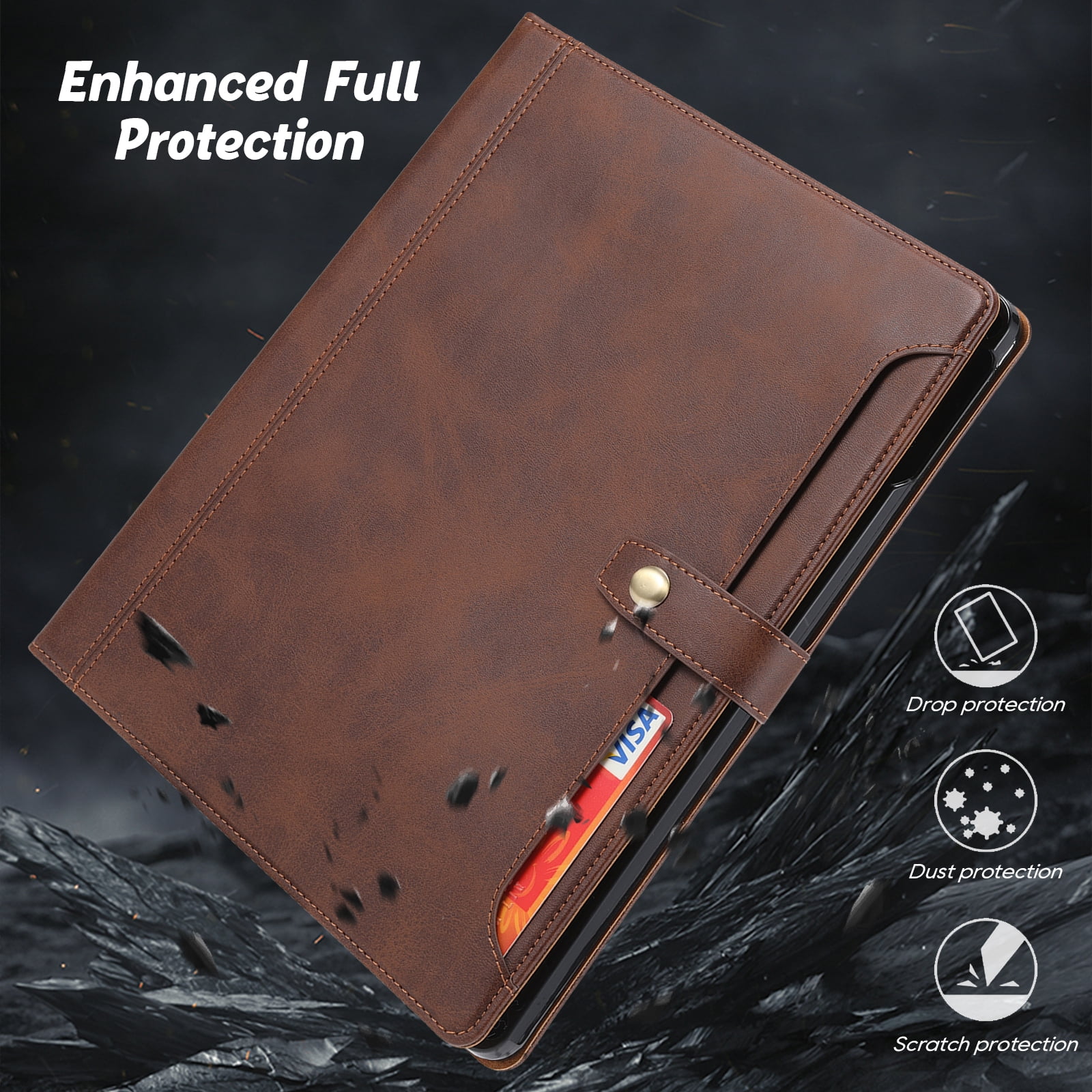 Flip Case for Apple iPad Air 13 2025 2024 M3 M2/ Pro 12.9" 2022/2021/2020/2018,Pencil Holder Smart Cover Auto Sleep Wake Protective Documents Pocket Stand Snap Closure Case for iPad Air 13",Coffee
