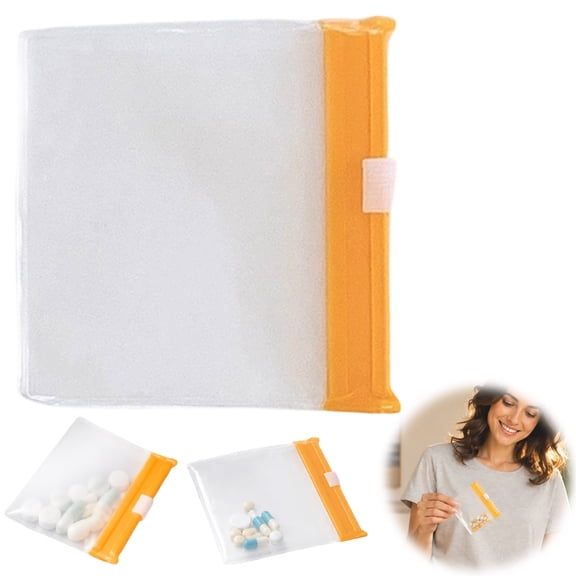 3PC Reusable Zippered Pill Pouch with Slide Lock Travel Pill Case for Medicine, Qtips & Small Items Compact Pill Bags for Trave Orange