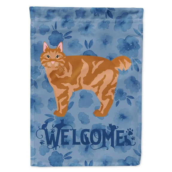 Carolines Treasures CK4906GF Kurilian Bobtail Cat Welcome Flag Garden Size Small multicolor