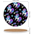 thumbnail image 3 of Round Drink Coasters 2 Pcs Unicorn on a Black Background Absorbent Ceramic Coaster with Cork Base for Coffee Cups Housewarming Gift for Home Decor, 3 of 6