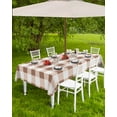 thumbnail image 4 of Fsddascl Brown Checkered Outdoor Tablecloth - 52x70 Inch Rectangle Dining Table Cover, Farmhouse Buffalo Plaid Waterproof Outdoor Table Cloth with Umbrella Hole & Zipper for Picnic/Patio/Party, 4 of 7