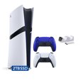 thumbnail image 1 of PlayStation 5 Pro 2TB SSD Digital Console with Two Controllers, White and Cobalt Blue DualSense and Mytrix Dual Controller Charger - Flagship PS5 Pro Console, 1 of 9