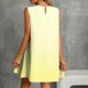 thumbnail image 4 of Vestido Corto para Mujeres Verano Moda Casual Impreso Lado Plisado Cuello Redondo sin Mangas, 4 of 7