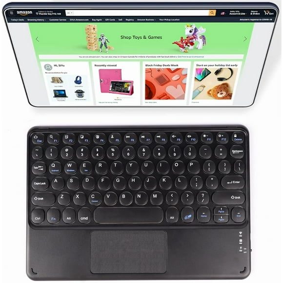 shiyou-Wireless Bluetooth Keyboard with Touchpad for iPad Ultra-Slim Small Portable Rechargeable Wireless Keyboard for Apple iPad iPhone Tablet Android Phone PC Computer Mac(Black)