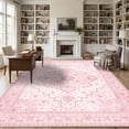 thumbnail image 3 of Janvonne Bohemian Pink Area Rug, Soft Low-Pile Washable Non-Slip Vintage Throw Rug for Living Room Bedroom Nursery, Stain Resistant Kid & Pet Friendly,7'x10', 3 of 6