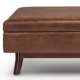thumbnail image 6 of Simpli Home Owen 48 inch Wide Mid-Century Modern Rectangular Storage Ottoman in Distressed Saddle Brown Vegan Leather, 6 of 9