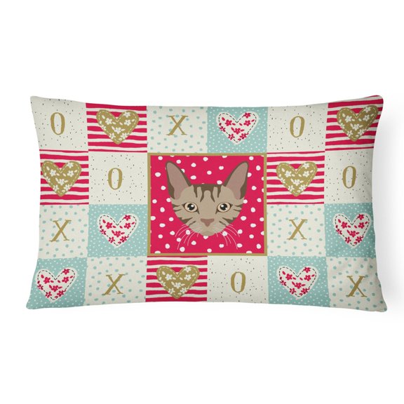 Carolines Treasures CK5168PW1216 Sokoke Cat Love Canvas Fabric Decorative Pillow Red 12HX16W multicolor