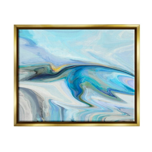 Fluid Blue Contemporary Composition Abstract Graphic Art Metallic Gold Framed Art Print Wall Art