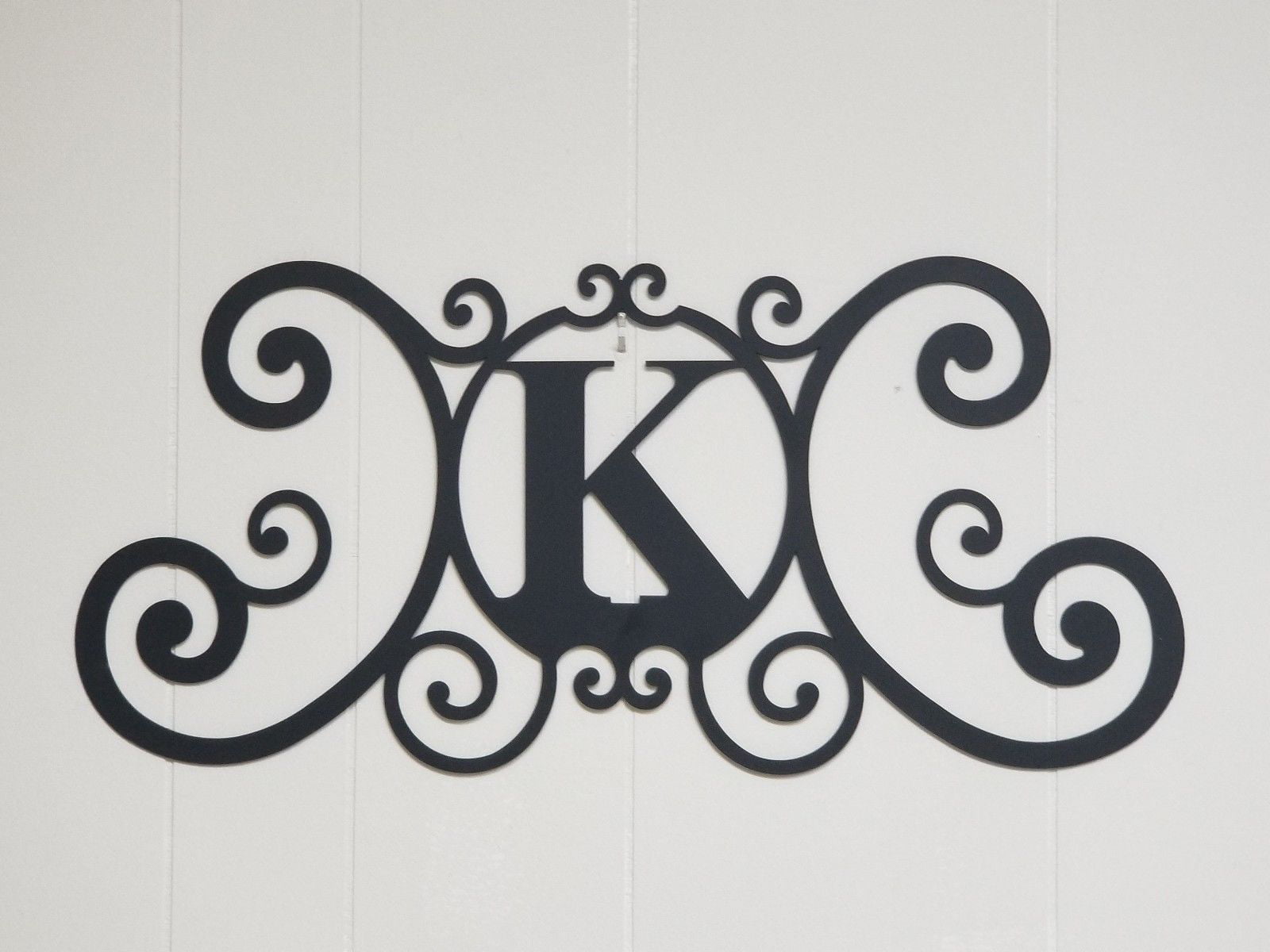 Wrought Iron Metal Scrolled Monogram Personalized Initial Letter K Wall Decoration Plaque ...