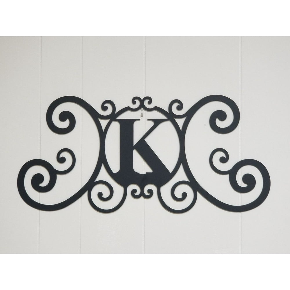 Wrought Iron Metal Scrolled Monogram Personalized Initial Letter K Wall