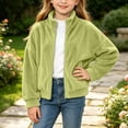 thumbnail image 6 of Edvintorg Girls Fleece Jacket Solid Color Stand Collar Casual Coat Fall Winter Long Sleeve Zip up Outerwear with Pocket Clothes for Teen Girls Size 4-15, 6 of 9