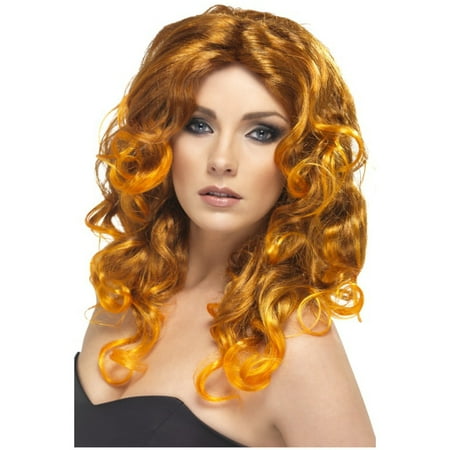 Adult's Womens  Glamour Long Light Auburn Curly Wig Costume Accessory