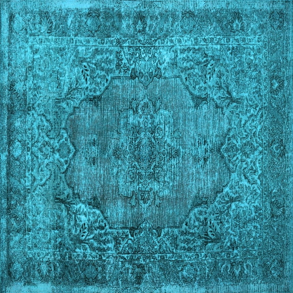 Ahgly Company Indoor Square Abstract Light Blue Contemporary Area Rugs, 6' Square