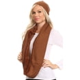 thumbnail image 3 of Sakkas Balencia Cool Girl Long Wide Soft Fur Lined Infinity Scarf Beanie Hat Set - Brown - One Size Regular, 3 of 5