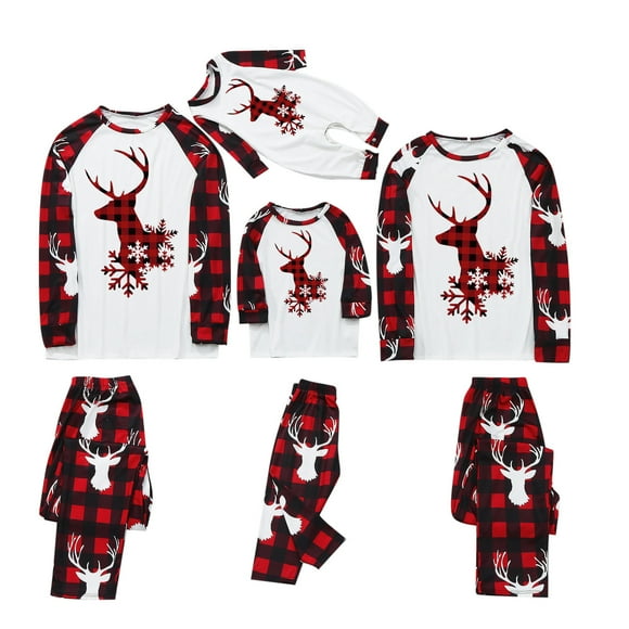 2024 Pyjamas de Noël Assortis pour la Famille Ensembles Mignons Xmas Cerf Imprimé à Carreaux Bas pour Femmes Hommes Enfants Bébé Séance Photo Pijamas de Navidad para Familia