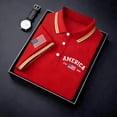 thumbnail image 2 of Men's 4th of July Graphic Polo Shirts Patriotic 250th Anniversary Shirt Short Sleeve Casual Comfort Fit Commemorative Print Collared Shirt For Independence Day Anniversary Celebration Red L, 2 of 5
