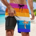 thumbnail image 2 of YAYUBA Swim Trunks Men 2 In 1 with Compression Liner Stretchy Quick Dry Breathable Gradient Stretch Boy Swim Shorts Light Multi Pockets Beach Bathing Suit Beach Board Shorts, 2 of 4