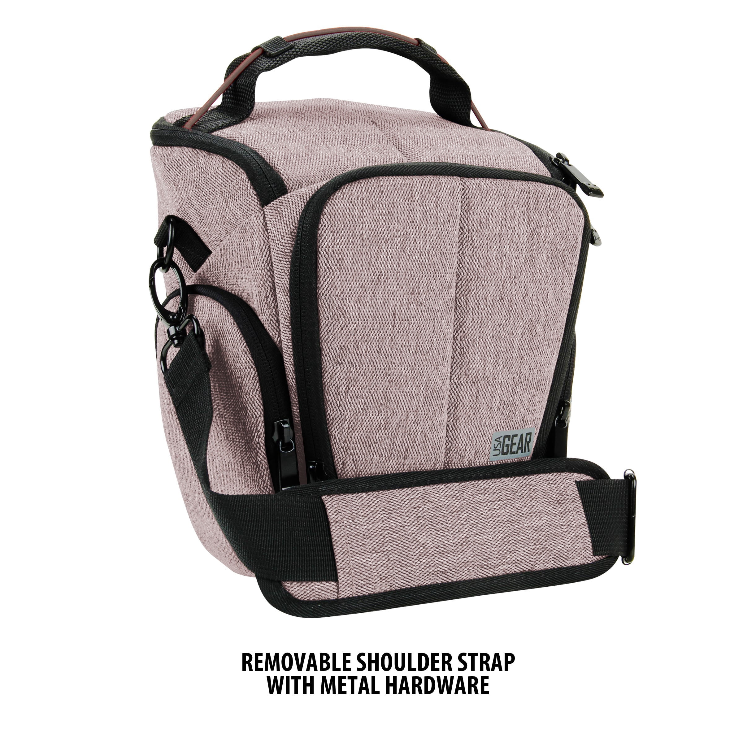USA Gear Camera Case for Digital SLR (Brown) w/ Soft Cushioned Interior, Zippered Accessory Pockets, Adjustable Carry Strap
