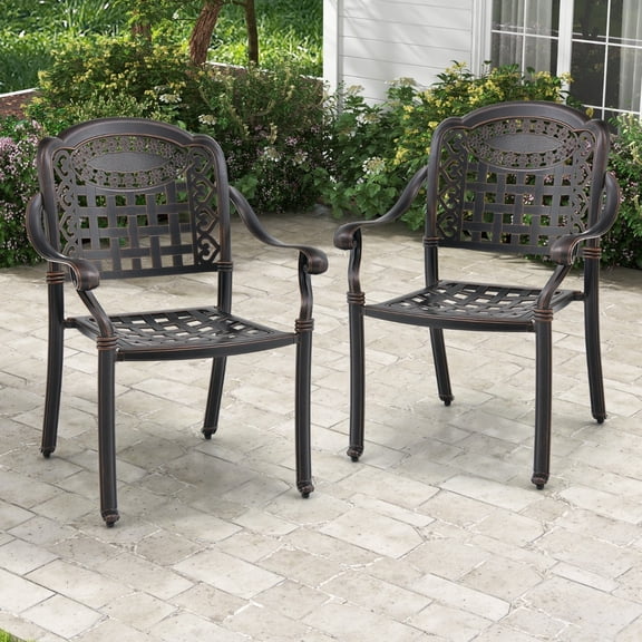 Juego de 2 Sillas de Aluminio Fundido Costway Bronce 66 x 62 x 90 cm