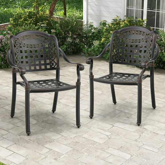 Juego de 2 Sillas de Aluminio Fundido Costway Bronce 66 x 62 x 90 cm