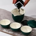 thumbnail image 4 of Porcelain Chinese Gongfu Tea Sets for Adults Portable Kungfu Teapot and Cup Set Small Ceramic Tea Party Set Travel Teaset with Lid for Home Gifting Outdoor and Office (Green), 4 of 8