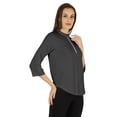 thumbnail image 2 of Inkmeso Stylish Mandarin Collar Top For Women Casual Solid Relaxed-Fit Zipper Front Tunic, 2 of 7