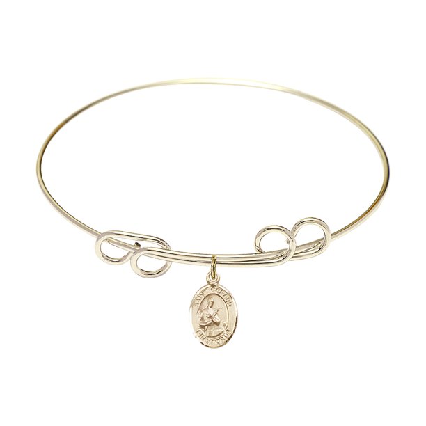 8 inch Round Double Loop Bangle Bracelet w/ St. Gerard Majella charm