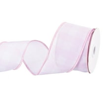 Plaid Check Ribbon, Wired Edge Gingham Ribbon for Gift Wrapping, DIY, Christmas Decoration and Bow Craft Light Pink / 2.5 Inch x 10 Yards
