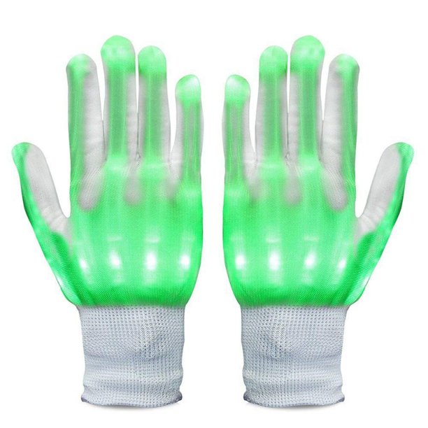 LED Gloves Neon Guantes Glowing Halloween Party Light Props Luminous Flashing Skull Gloves Stage