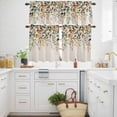 thumbnail image 3 of Fall Sage Kitchen Curtains Valances and Tiers Set of 3 Green Eucalyptus Leaves Linen Background Tier Curtains and Valance with Rod Pocket for Small Windows, 27.5"x36", 3 of 9