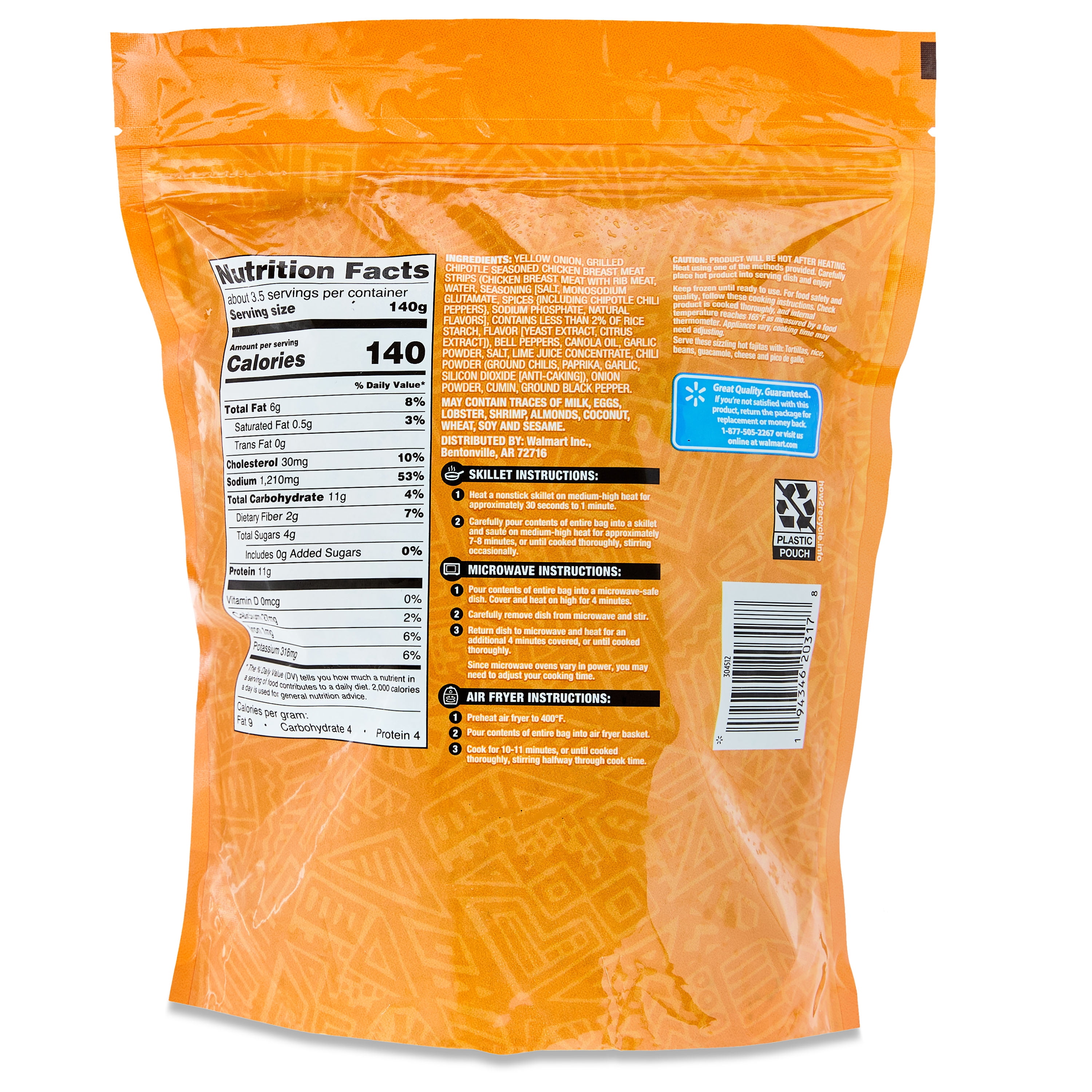 Great Value Chicken Fajitas with Fire Roasted Vegetables, 18 oz (Frozen)