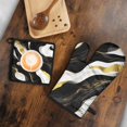 thumbnail image 5 of Black White and Gold Marble Kitchen Oven Mitt and Pot Holder Sets 2 Pcs for Baking, Cooking and Grilling, Heat Resistant Up To 392 °F, 5 of 7